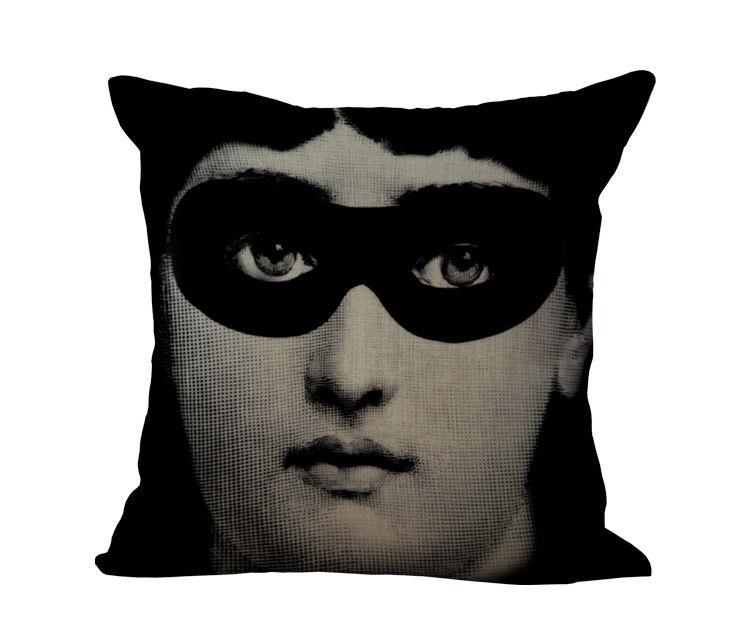 Unique Linen Vintage Piero Fornasetti Face Throw Pillow Case With Artistic Face Illustration