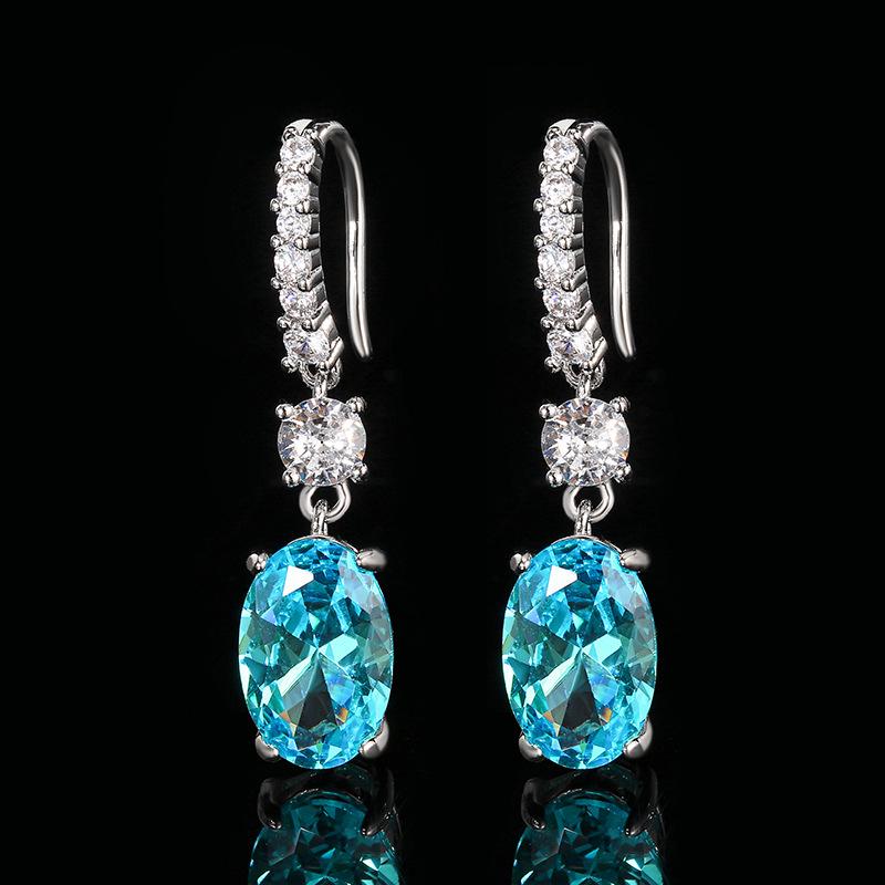 Jewelry Copper Bottom Gold-Plated Simulation Aquamarine Set Retro Creative Jewelry Set Main Stone 8 * 12