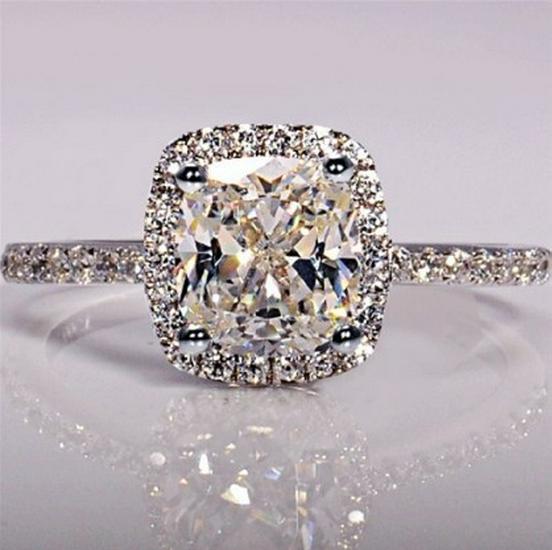 European American Fashion Rhinestone Square Zircon Ring Size 7