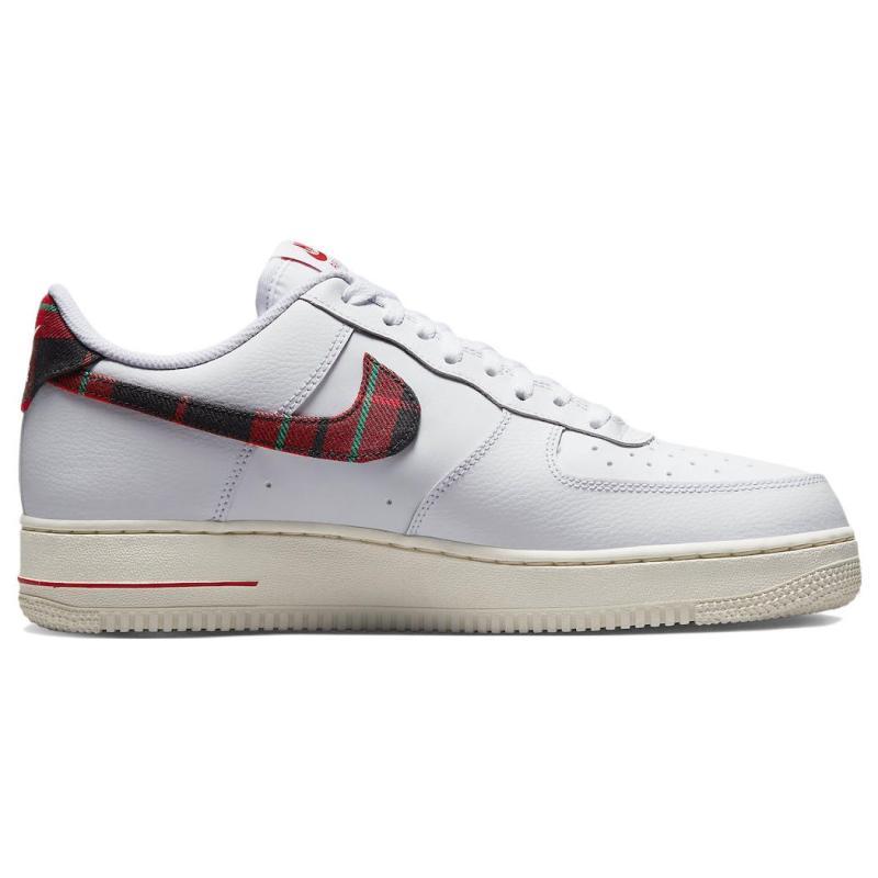 Nike Air Force 1 Low '07 LV8 Tartan Plaid White University Red Sneakers DV0789-100