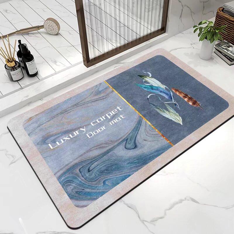 

Подушка для туалетной двери с диатомовой грязью, масляная живопись, нескользящий впитывающий коврик для ног в ванной, коврик для туалетной двери, ковер 40 * 60cm