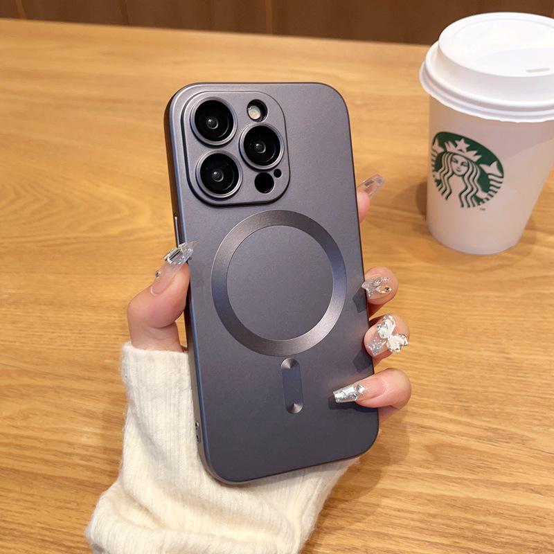 

Magnetic Skin-Feel Frosted iPhone Case with Lens Film: Compatible with iPhone 12, 14, and 15 Pro Max. 13