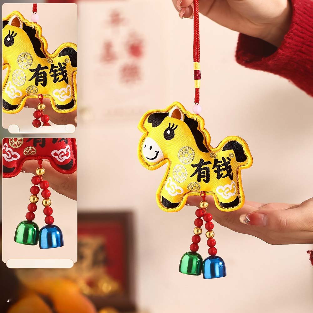 Traditional Spring Festival Pendant 2026 Year of the Horse Lucky for Pony Hanging Fabric Decoration for Home Door and Window