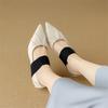 Fashion New Spring/Summer Sheepskin Women Pumps Shoes for Women Fashion Mixed Color Pointed Toe Mary Jane Shoes Mid Heel Women Shoes