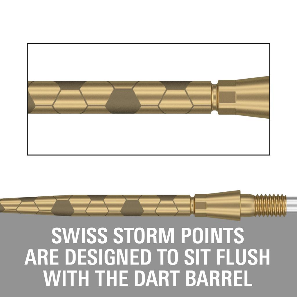 Target Darts Swiss Storm ONYX Dart Points of Replacement Steel Dart Points (Set 3) 26mm/30mm/35mm - Silver/Gold/Black (30mm, Gold)