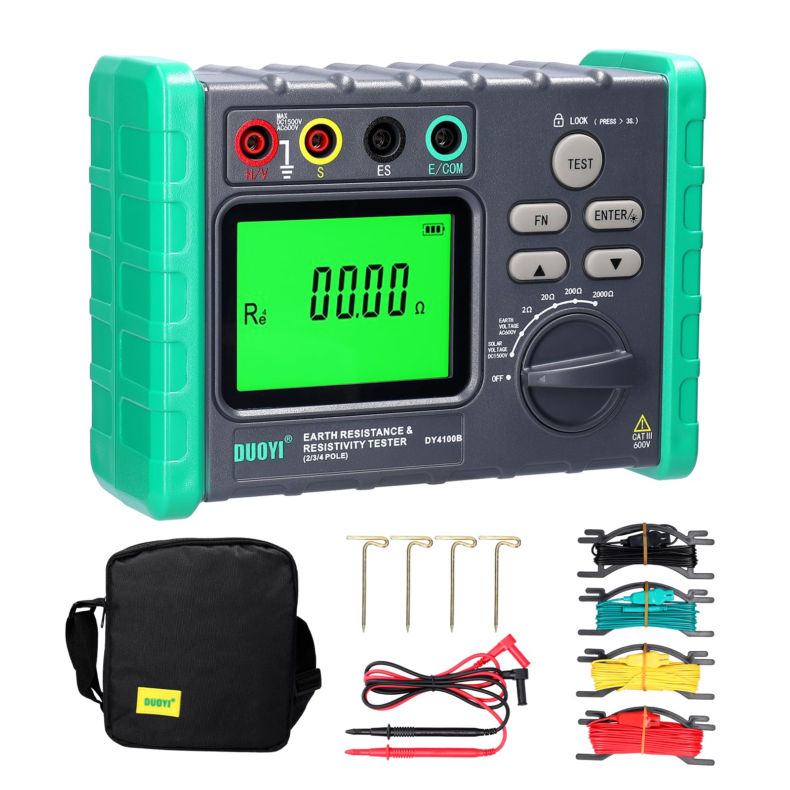 

Karlak Ground Resistance Digital Display Ground Resistance Ground Resistance Voltmeter Solar Power Generation Voltage Meter Tester, High-Precision