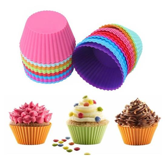6Pcs Round Food Grade Silicone Muffin Cupcake Baking Molds Reusable Dishes Pan