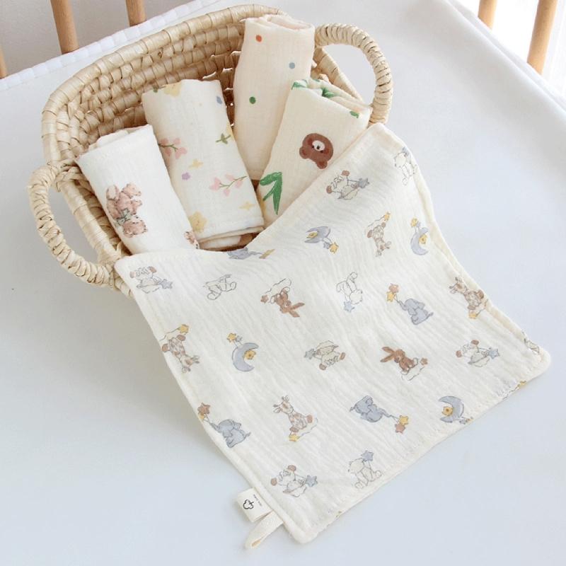 Cotton Washcloth Baby Muslin Face Towel for Delicate Skin 4-layer Absorbent Muslin Hand Washing Towel Newborn Burp Cloth