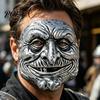 Masque de Clown Effrayant Réaliste Masque Facial Vintage Halloween, Or Argent Accessoire Sinistre Vision Confortable pour Fête, Costume Mascarade Maison Hantée Cosplay