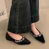 Elegant Women Crystal Flats Loafers Shoes Fashion Pointed Toe Shallow Sandals 2025 Summer New Luxury Dress Woman Shoes for Women