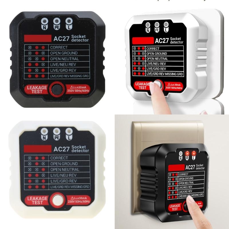 Outlet Tester Advanced Receptacle Tester with Voltage-Display 250V Power Socket Automatic Electric Circuit Polarity-