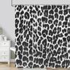 Leopard Textured Shower Curtain, Vintage Striped Brown Floral Creative Geometric Modern Plants Polyester Bathroom Decor Curtain