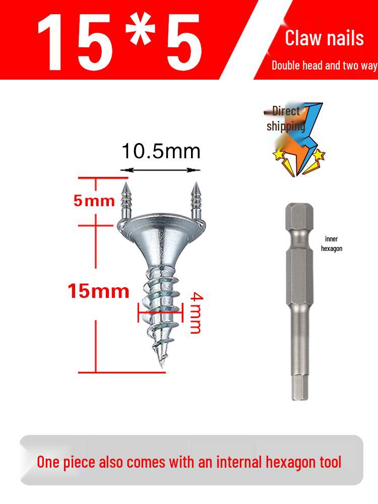 Double-Headed No-Mark Ram’s Horn Baseboard Self-Tapping Extended Nail