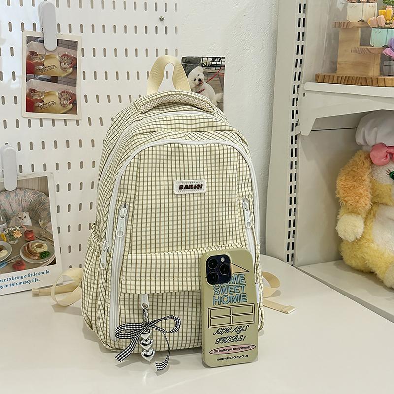 Plaid Print Student Schoolbag Women Campus Backpack