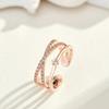 Luxury Zircon Crossed Rings Elegant Plain Ring Exquisite Women's Opening Ring  For Girls