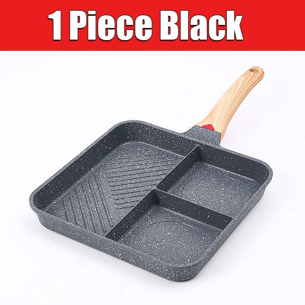 Nonstick 3-in-1 Divided Frying Pan Aluminium Square Big Grill Skillet with Bakelite Handle Omelette Egg Breakfast Frying Pan