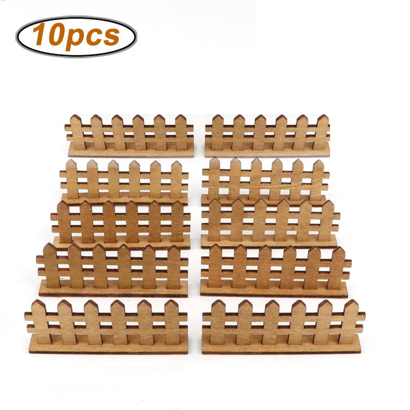 

10pcs Fairy Garden Fence Miniature Wood Fences Village Landscape Accessories Building Model Street Landscaping Garden Scenery 8X3cm