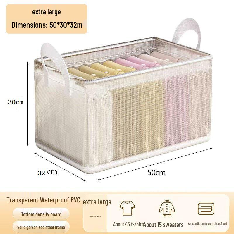 Transparent Clothing Storage Box with Lid for Dorms