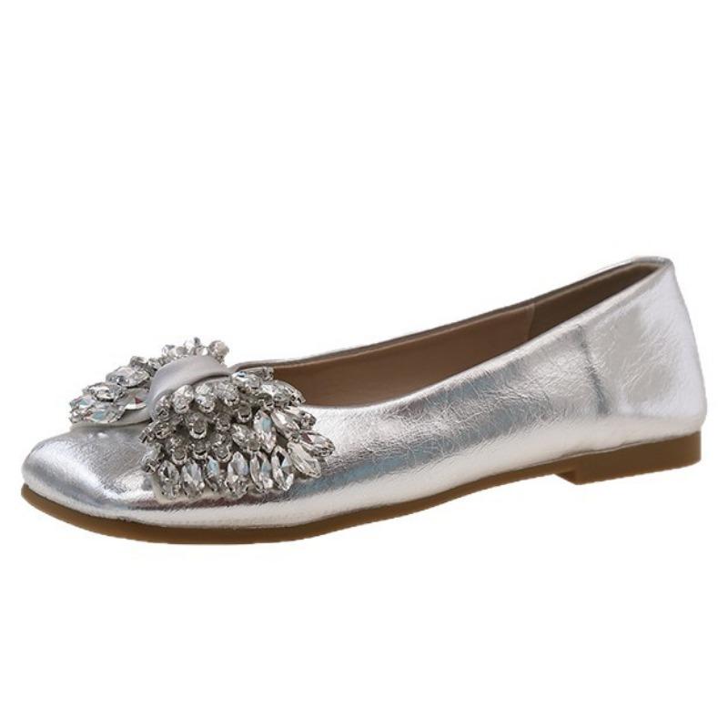 Doudou shoes women's new fashion bow single shoes soft sole one pedal small leather shoes