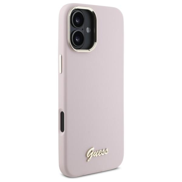 Guess Guhcp16Msmbslp Iphone 16 Plus 6.7 Różowy/Pink Hardcase Silicone Script Metal Logo & Frame