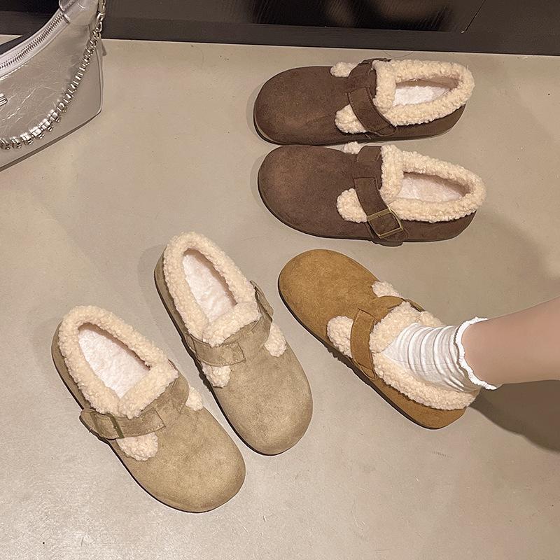 Women's Large Size Thick Sole Soft Sole Winter Warm Fur One Snow Boots Padded Lined Ankle Boots Non-slip Hiking Sports Cotton Boots Soybean Shoes