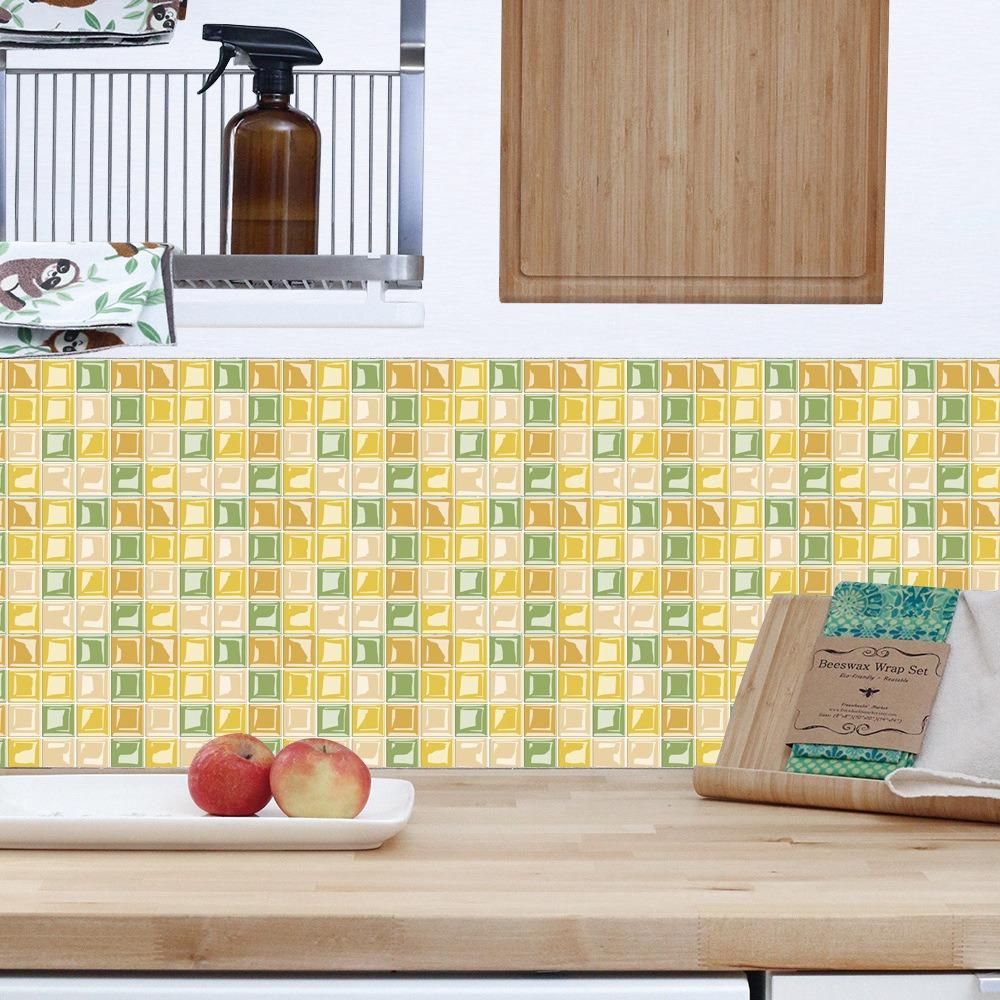 10pcs 3D Self Adhesive Wallpaper Waterproof Wall Decals Retro Crystal Tile Wall Sticker  Bathroom