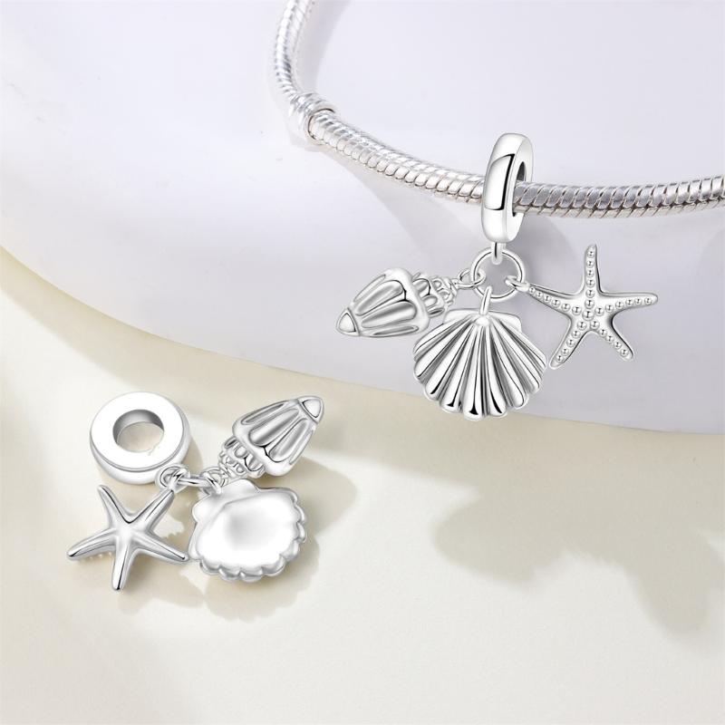 Handcrafted Marine Themed Silver Pendant Sea Animal Charm Jewelry Accessories for Bracelets and Necklaces