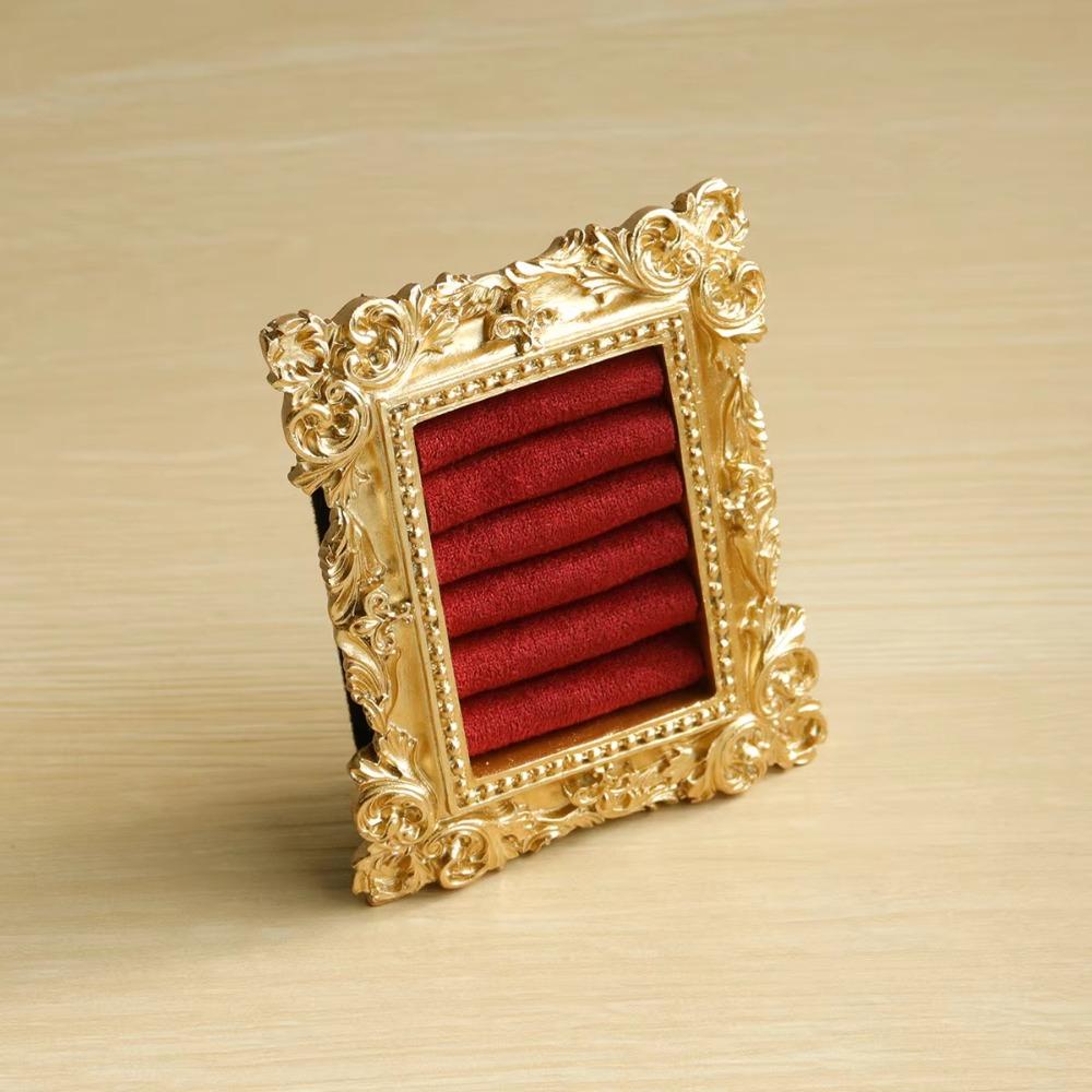 Vintage Gold Ring Display Stand Velvet Organizer Jewelry Display Rack  Photography Props