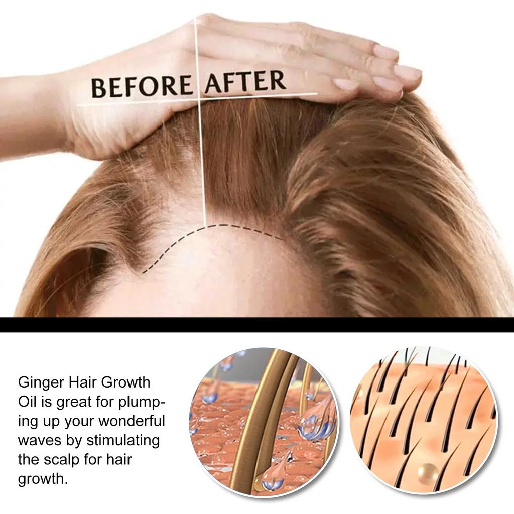 EELHOE Hair Growth Ginger Essential Treatment Scalp Dry Frizz Damaged Hair Anti Hair Loss Hair Care Serum Fas