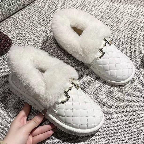 

New women s snow boots winter casual shoes velvet cotton boots low tube lazy beanie shoes 35