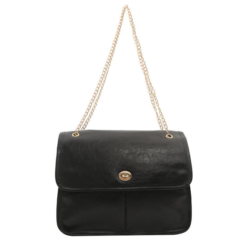 Chic 2024 Retro Fashionable Shoulder Bag With Chain Strap For Spring Commute чёрный