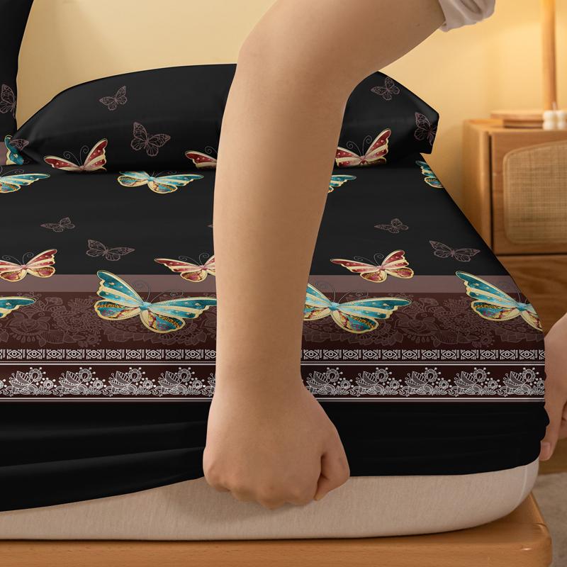 1 Einfaches Modernes Bettlaken mit Matten-Finish und Schmetterlingsdruck, Schlafzimmer-Bettbezug mit Druck, Bettwäsche (Ohne Kissenbezüge)