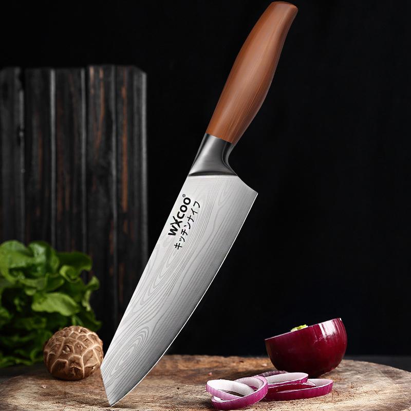 1~4PCS WXCOO Knife Set Stainless Steel Kitchen Fruit Peeler Damascus Pattern Chef Knife Fruit and Vegetables Peeling Tools