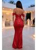 2026 European Sequin One-Shoulder Slit Dress - Women's Casual Fashion