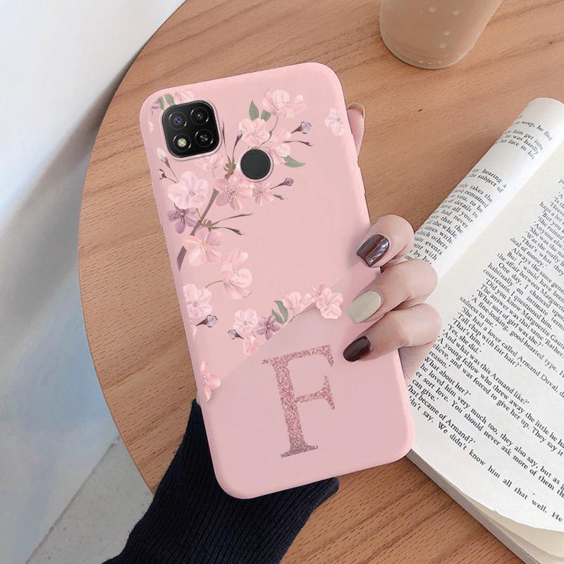 

Initial Letter A Z Case For Redmi 9C NFC 10A Cover Pink Flower Soft Silicone Back Funda For Xiaomi Redmi9C Coque Bumper Couple Redmi 9C NFC