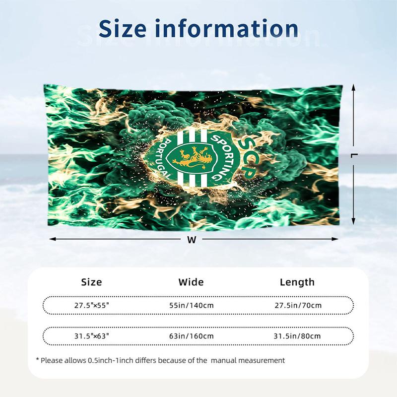 Asciugamano da Spiaggia Sporting CP FC Stampa Asciugatura Rapida Microfibra Assorbente Portatile da Viaggio Asciugamano da Nuoto