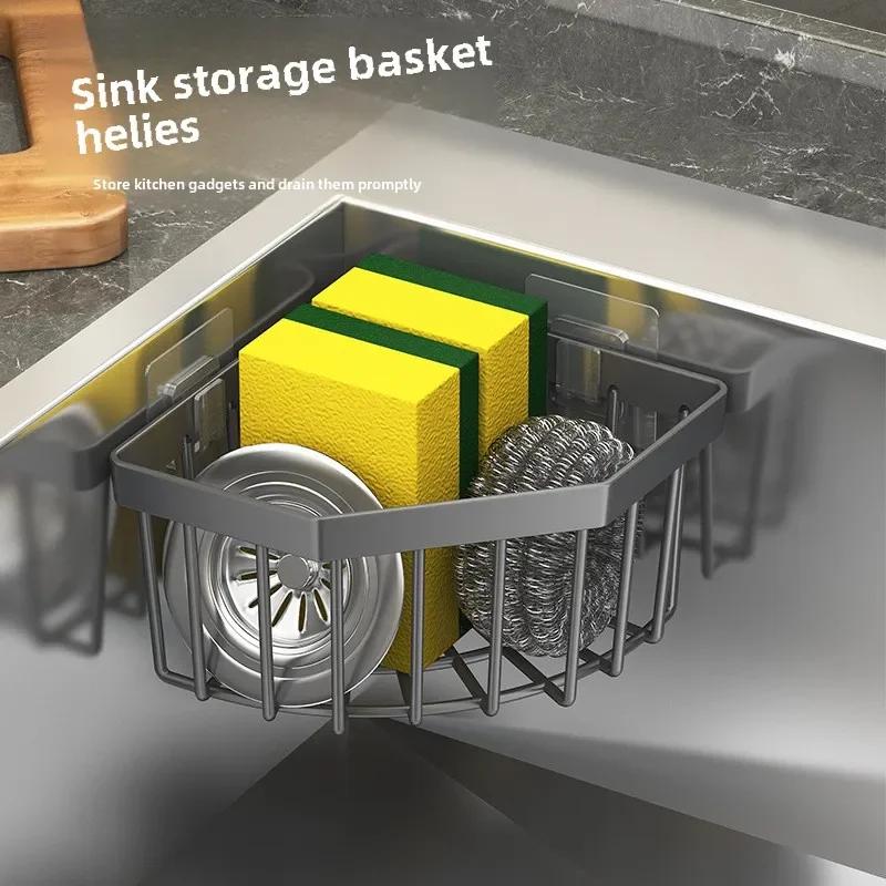 Küchenaufbewahrung Abtropfkorb Spülbeckenhalter Verstellbares Seifen Schwammregal Wandmontierter Abtropfkorb Kunststoff Heimküchenzubehör