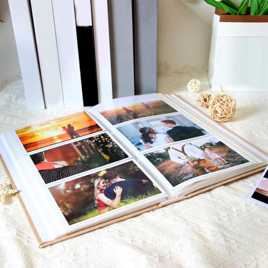 Photo Album 4x6 with 300 Pockets Linen Cover Picture Scrapbook with Front Window Slip-in Vertical Photo Book for Personalized Wedding Vacation Memory
