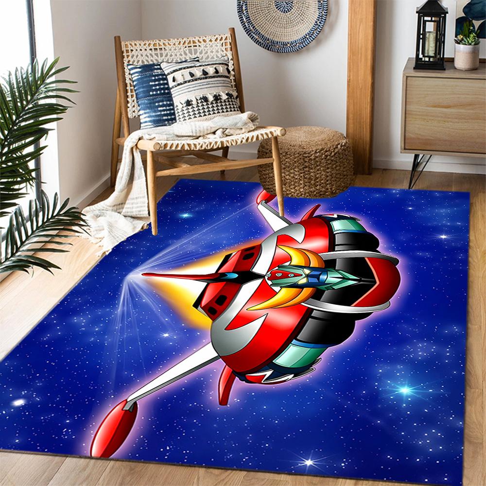Goldorak robot Themed Anti-Slip Rugs - Polyester Home Decor, Suitable for Bedrooms, Living Rooms, Doorways, Studios, and Decorations
