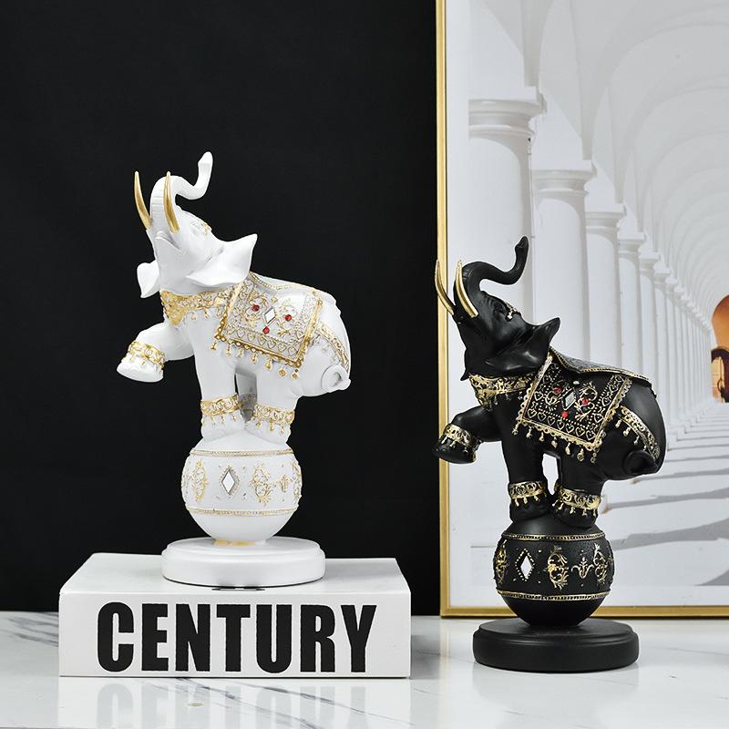 26cm Resin Elephants Wildlife Statue Sculpture Decoration Abstract Animal Figurine Room Desk Home Interior Decorating Gift