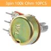 10Pcs WH148 Potentiometer 100K Ohm Variable Resistors 3-Pin 15mm Shaft Single-Joint Linear Potentiometers for Audio Volume Control, Light Dimming,
