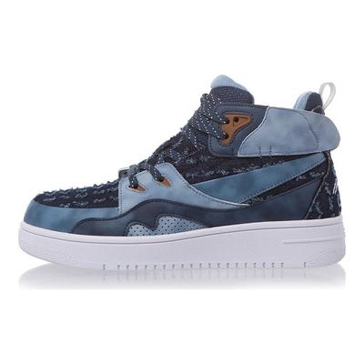 Li Ning Kinderschoenen Casual Antislip Schokabsorberend Slijtvast High-Top Skateschoenen Kindersneakers Blauw YKCR150-5