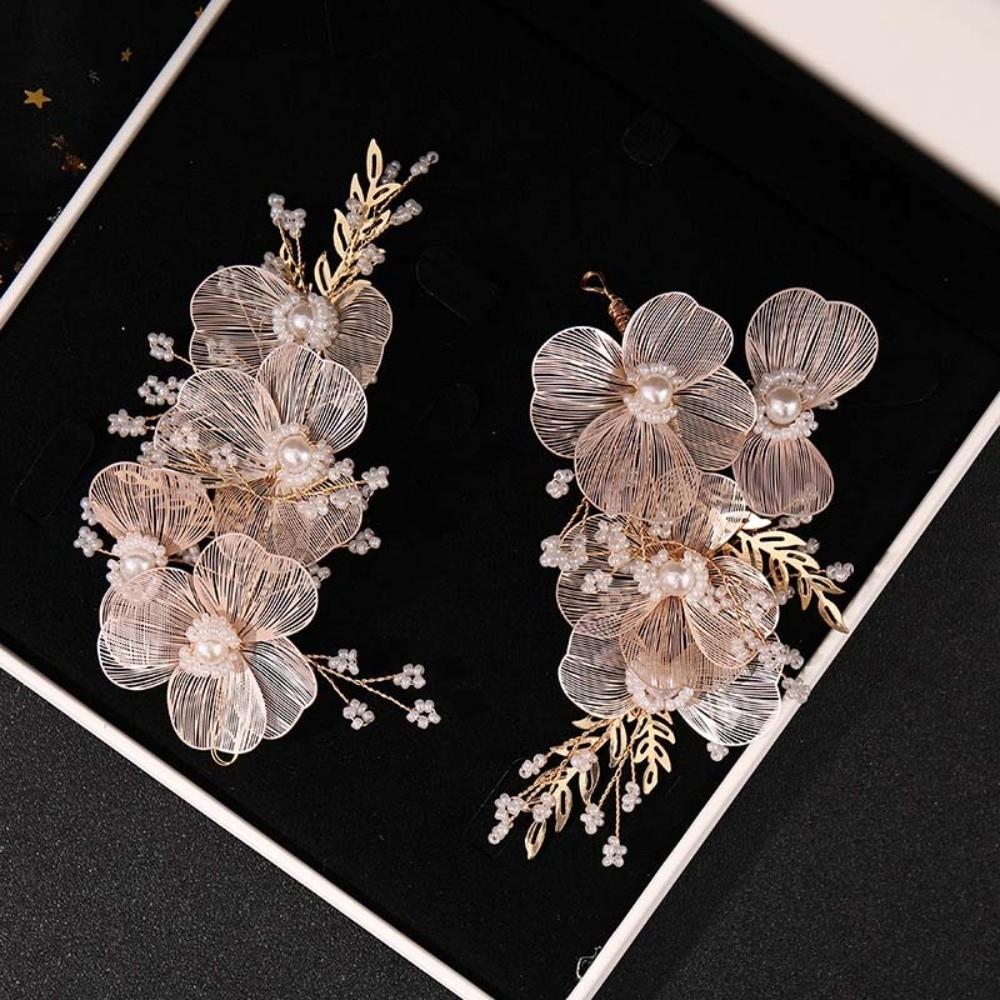 Pearls Bridal Hairpin Exquisite Flower Pinch Hair Clip Headwear Wedding Headdress  Women