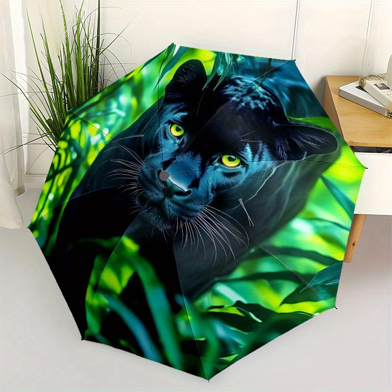 1pc Black Panther Automatic Open/close Folding Umbrella, Compact Portable Travel Umbrella,Durable Construction yy250814136