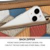 Stylish PU Leather Crossbody Bag Color Block Ethnic Design Adjustable Detachable Strap Zipper Closure Inner Phone Pocket