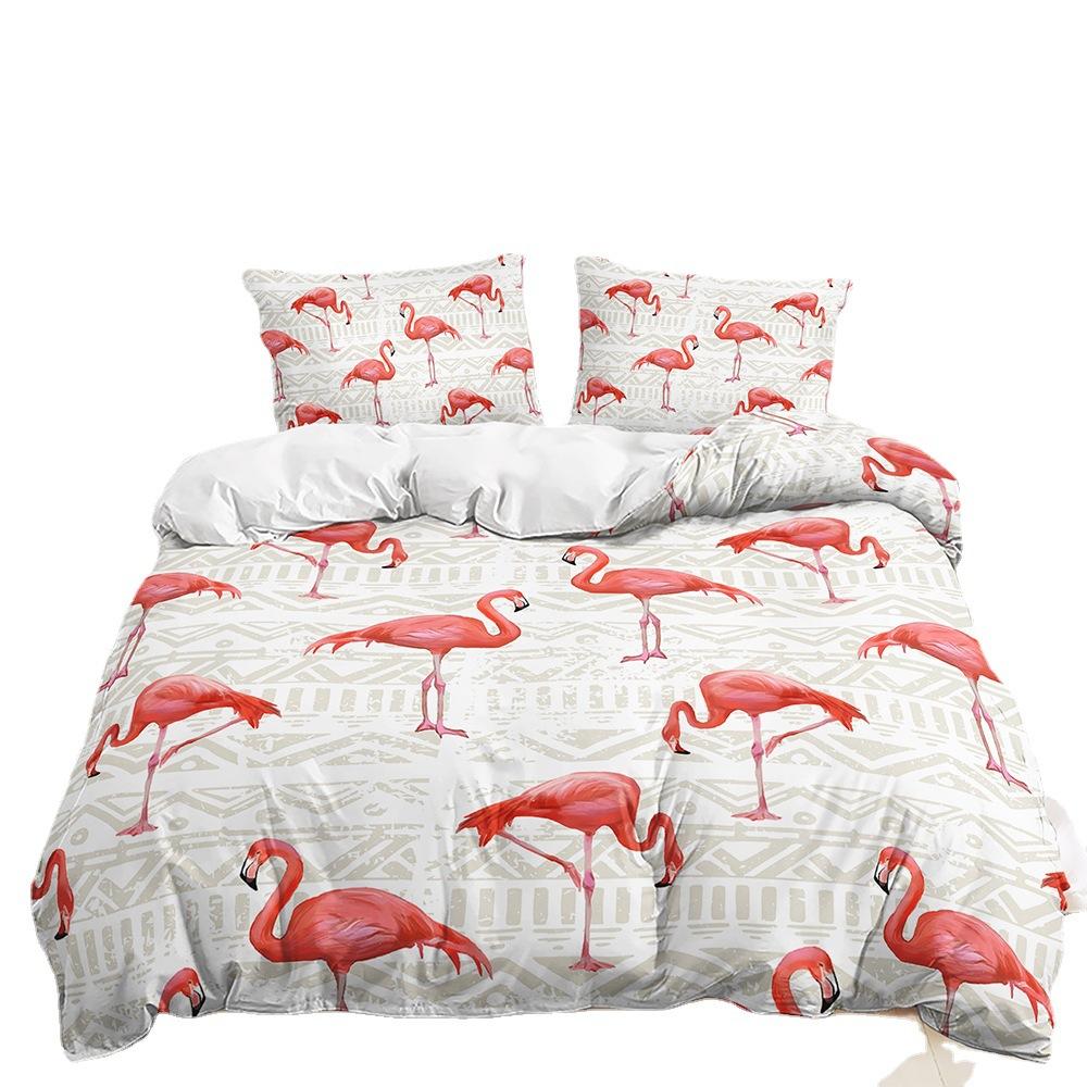 Bed Three-Piece Set Flamingo Series Quilt Cover Digital Printing Kit Two-Piece Set