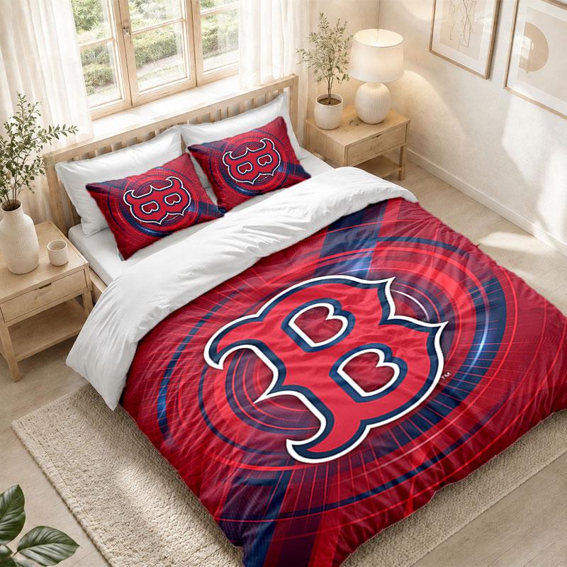 Bedding Set 1 Duvet Cover 2 Pillowcases Boston Red Sox Print Bedroom Home Decoration