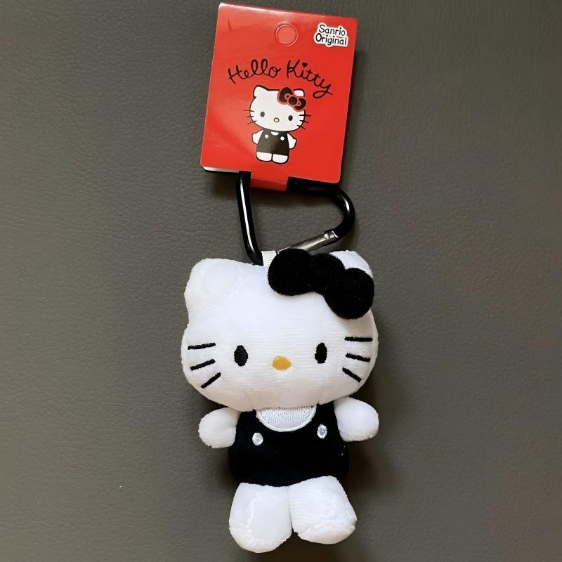 Hello Kitty Plush Doll Keychain Cute Overalls Bag Pendant Soft Stuffed Animal Cartoon Charm Ornament Fashion Accessory Gift