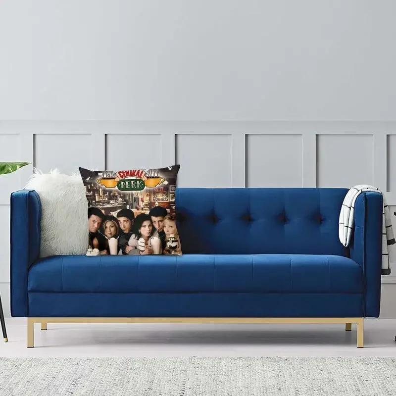 Friends Charaktere Klassisches Poster Kissenbezug TV-Show Samt Niedlicher Kissenbezug für Sofa Doppelseitiger Druck Kissen