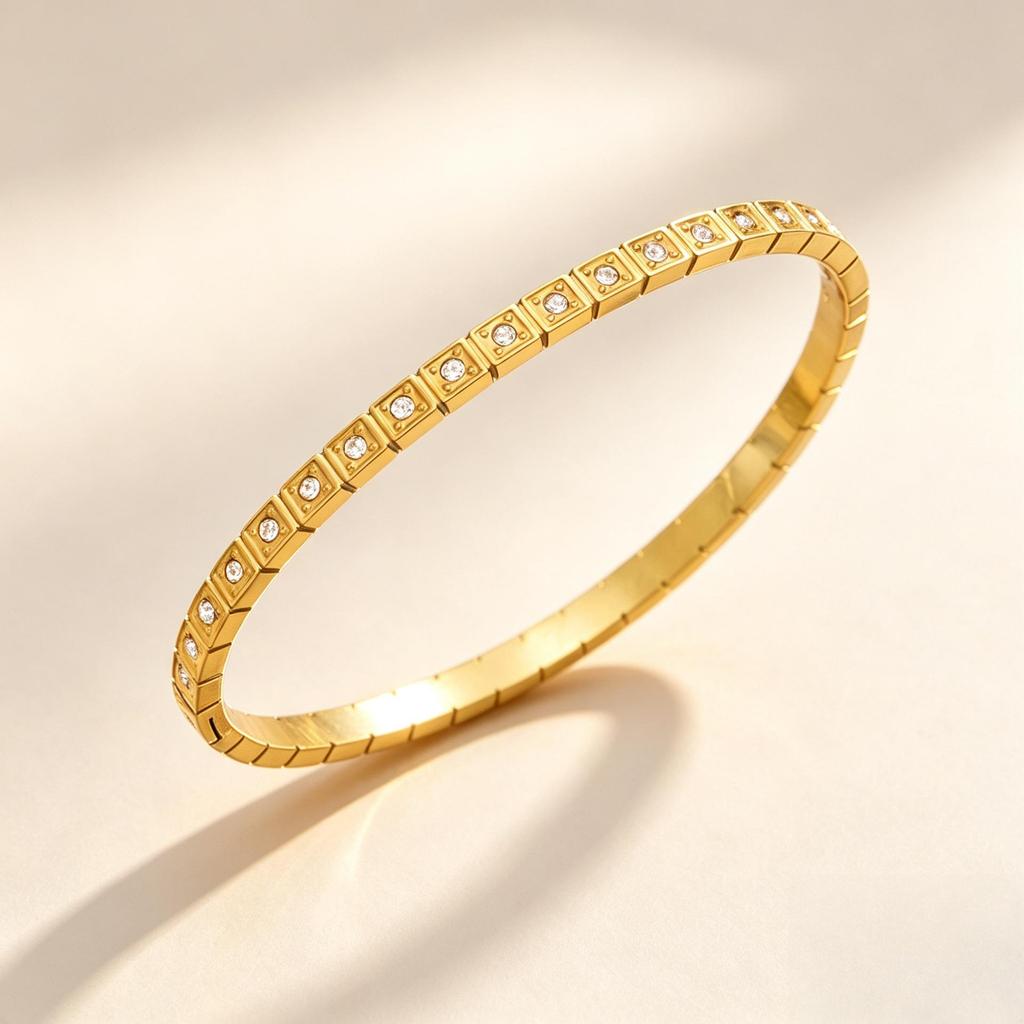 Women's Zircon Starry Titanium Steel Bracelet - Elegant European & American Fashion